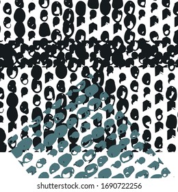 Abstrakter Hintergrund mit chaotischen, schwarz-blauen Pinselstrichen, Textur auf weißem Leinen