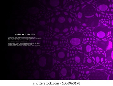 abstract background with chaotic bubbles, balls  with geometric pattern for modern design.Vector monochrome pattern. With Sample Text Area.