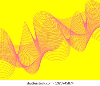 abstract background chaotic horizontal pink wavy lines on a yellow background, vector, EPS10, the template can serve as a screensaver desktop, website, online store, poster, letter.