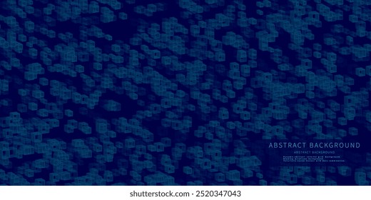Abstract background chaotic size blue pixels and 3d rectangles. Rectangle mosaic design. Vector Illustration.