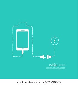 Antecedentes abstractos con teléfonos móviles cargados. el cable USB está conectado al smartphone.