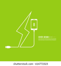 Abstract background with charge mobile phones. usb cable is connected to the smartphone. 