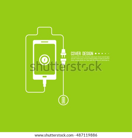 Abstract background with charge mobile phones. usb cable is connected to the smartphone. 