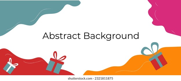 Abstract background in cheerful summer colors, sale banner with gift boxes