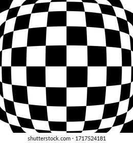 Abstract background. Chess board. Optical illusion. Black and white. Retro.