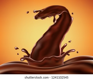 Abstract background with chocolate splash effect. High detailed realistic vector illustration