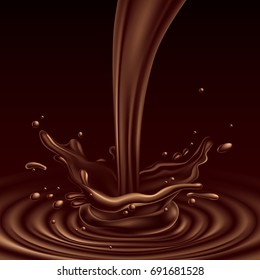 abstract background with chocolate splash effect, high detailed realistic illustration