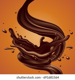 abstract background with chocolate splash effect, high detailed realistic illustration