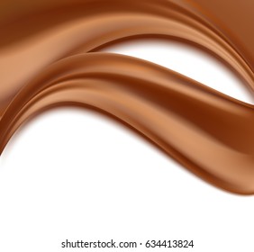 abstract background with chocolate waves flowing on white. vector illustration