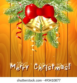 Abstract background with Christmas bell and red bow