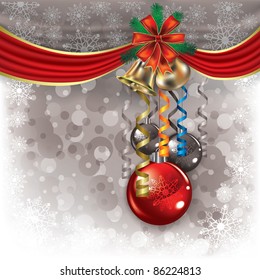 Abstract background with Christmas bells and decorations
