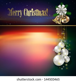 Abstract background with Christmas decorations and bells