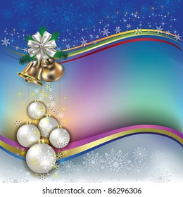Abstract background with Christmas decorations and bells
