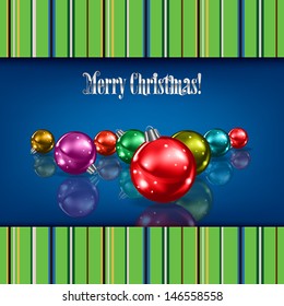 Abstract background with Christmas decorations on blue