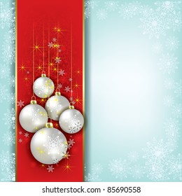 Abstract background with Christmas decorations and snowflakes