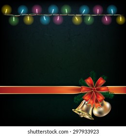 Abstract background with Christmas lights and bells