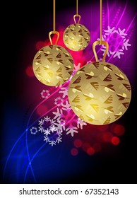 Abstract background for Christmas and new year. Golden christmas balls.