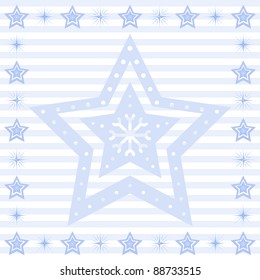 Abstract background: Christmas pattern stars on white. Vector