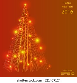 abstract background Christmas tree and bright lights vector illustration