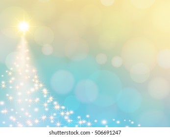 Abstract background of christmas tree lights holiday blue yellow bokeh 