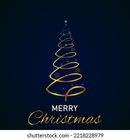 Abstract background with Christmas tree and text Merry christmas. Design for greeting card, poster, banner. Vector illustration