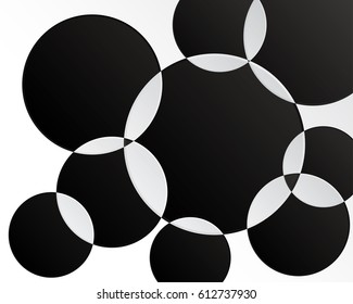 Abstract background with circle, black and white color tone, circle overlap style, background with geometric, vector illustration
