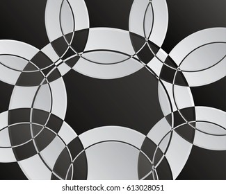 Abstract background with circle, black and white color, geometric background and copy space, circle overlap, vector illustration