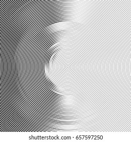 Abstract background in circle of black and white concentric stripes.  Vector illustration.