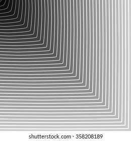 Abstract background: Circle blending to square outwards. Monochrome vector texture.