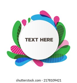 abstract background with circle frame and colorful leaves. copy space for text.vector illustration