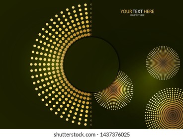 Abstract background circle frame halftone dots isolated on color background. Creative cover design template. Vector illustration