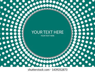 Abstract background circle frame halftone dots isolated on color background. Creative cover design template. Vector illustration