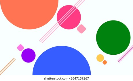 ABSTRACT BACKGROUND WITH CIRCLE GEOMETRIC SHAPES FLAT COLORFUL DESIGN VECTOR 