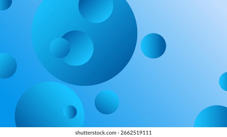 ABSTRACT BACKGROUND WITH CIRCLE GEOMETRIC SHAPES GRADIENT BLUE COLOR DESIGN VECTOR TEMPLATE GOOD FOR MODERN WEBSITE, WALLPAPER, COVER DESIGN