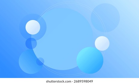 ABSTRACT BACKGROUND WITH CIRCLE GEOMETRIC SHAPES GRADIENT BLUE COLOR DESIGN VECTOR TEMPLATE GOOD FOR MODERN WEBSITE, WALLPAPER, COVER DESIGN