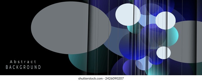 Abstract background with circle geometric textures, memphis style. Black background.