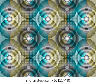 Abstract background of a circle of grey blue and yellow flowers