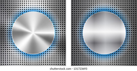 Abstract background with circle metallic inset. Vector illustration