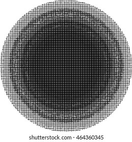Abstract background in circle of monochromatic halftone lines. Vector design element.