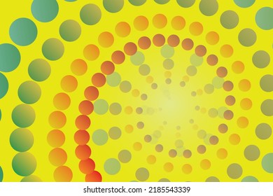 Abstract Background circle that is small, large, and has a variety of colors. Spiral from the center of the image with a yellow background.