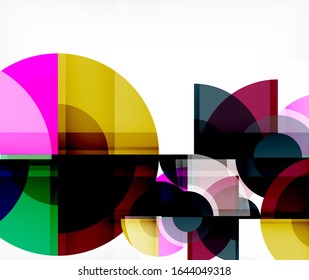 Las formas redondeadas de diseño de fondo abstracto, círculo y triángulo se superponen. Plantilla de moda geométrica. Ilustración De Vector Para Papel De Fondo, Banner, Fondo, Tarjeta, Ilustración De Libros, Desembarque