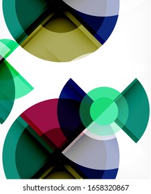 Abstrakter Hintergrund, kreisförmige und dreieckige Formen, die sich überschneiden. Geometrisches trendy Template. Vektorillustration-Illustration für Bildschirmhintergrund, Banner, Hintergrund, Karte, Buchillustration, Landung