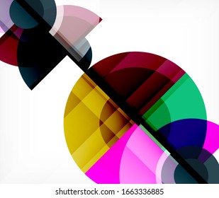 Abstract background, circle and triangle design round shapes overlapping each other. Geometric trendy template. Vector Illustration For Wallpaper, Banner, Background, Card, Book Illustration, landing