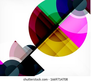 Abstract background, circle and triangle design round shapes overlapping each other. Geometric trendy template. Vector Illustration For Wallpaper, Banner, Background, Card, Book Illustration, landing