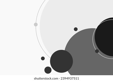 Abstract background with circles. black, grey and white backdrop. Copy space area.