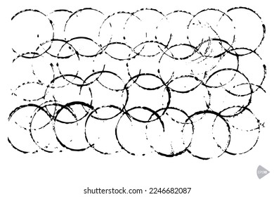 Abstract background with circles. Black and white vector Illustration. Ink hand drawn print elements.