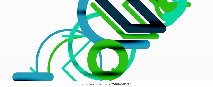 Abstract background. Circles and colorful round shape lines. Linear geometric minimal design