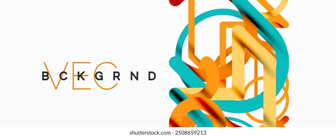 Antecedentes Abstractas. Círculos y líneas de forma redonda coloridas. Diseño minimalista geométrico lineal