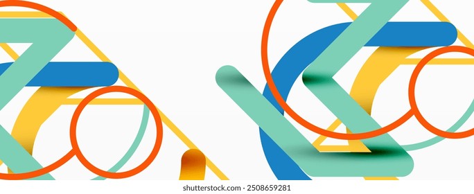 Antecedentes Abstractas. Círculos y líneas de forma redonda coloridas. Diseño minimalista geométrico lineal