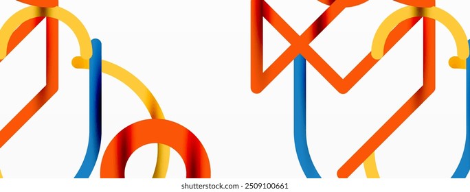 Abstract background. Circles and colorful round shape lines. Linear geometric minimal design